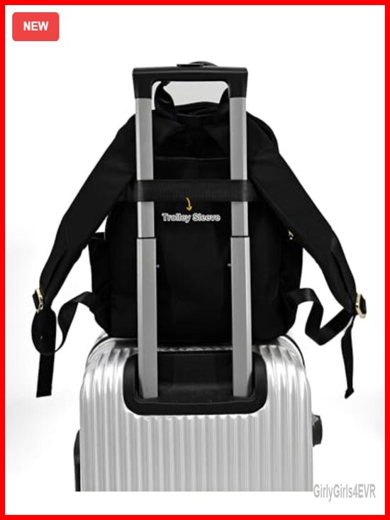 Water-Resistant Nylon Backpack Purse with Gold Hardware, Daypack for Women